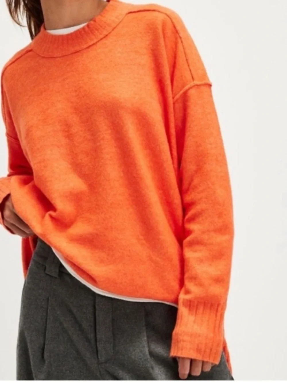 FREE PEOPLE MALIBU MOCK NECK SWEATER LARGE DARK PEACH